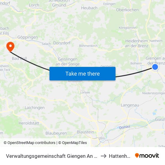 Verwaltungsgemeinschaft Giengen An Der Brenz to Hattenhofen map