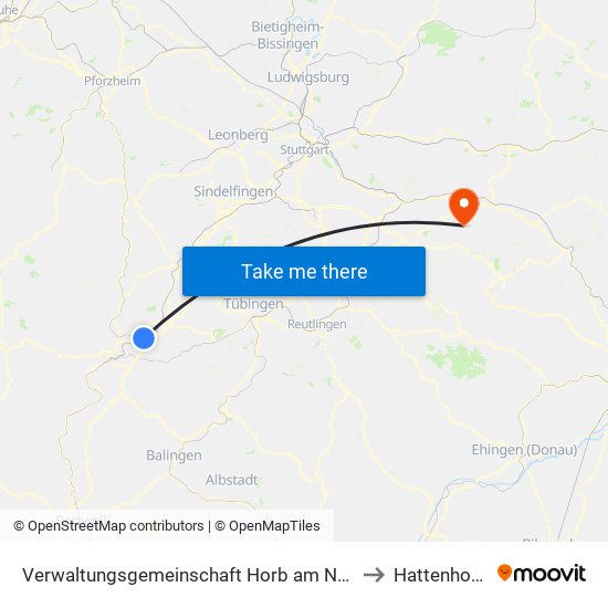 Verwaltungsgemeinschaft Horb am Neckar to Hattenhofen map