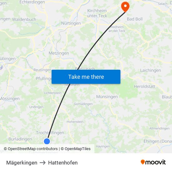 Mägerkingen to Hattenhofen map