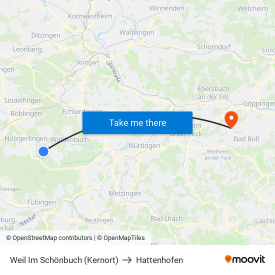 Weil Im Schönbuch (Kernort) to Hattenhofen map