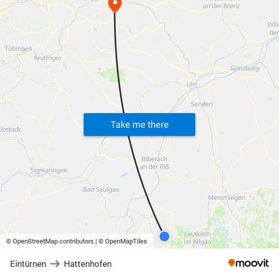 Eintürnen to Hattenhofen map