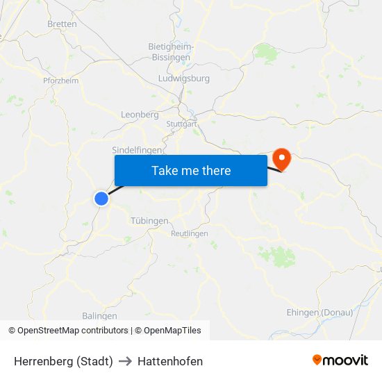 Herrenberg (Stadt) to Hattenhofen map