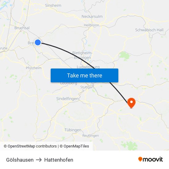 Gölshausen to Hattenhofen map