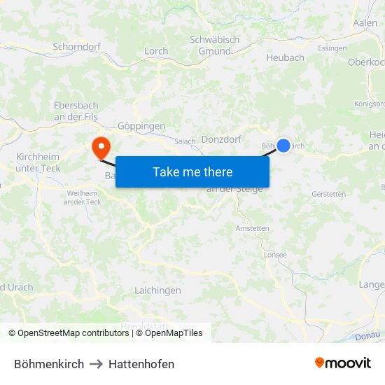 Böhmenkirch to Hattenhofen map