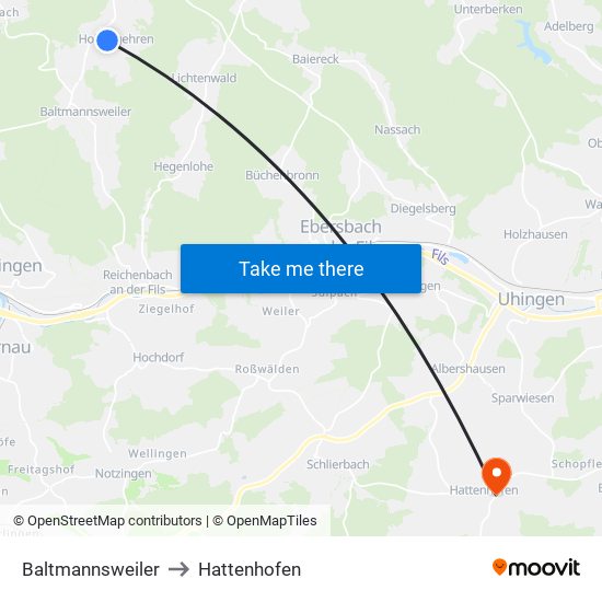 Baltmannsweiler to Hattenhofen map