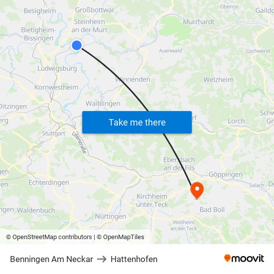 Benningen Am Neckar to Hattenhofen map