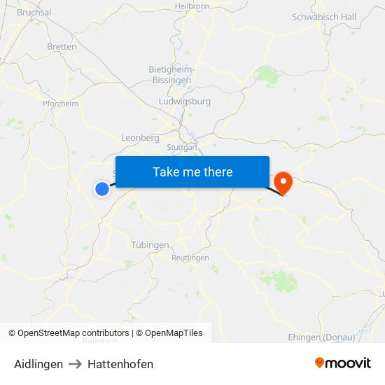 Aidlingen to Hattenhofen map