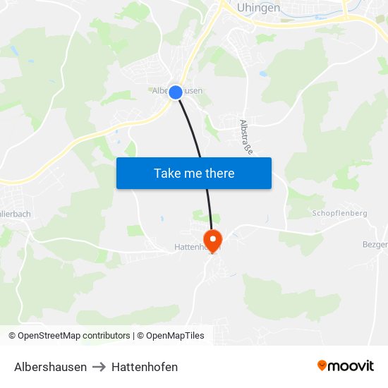 Albershausen to Hattenhofen map