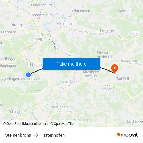 Steinenbronn to Hattenhofen map