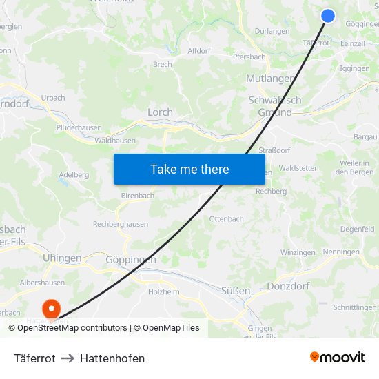 Täferrot to Hattenhofen map