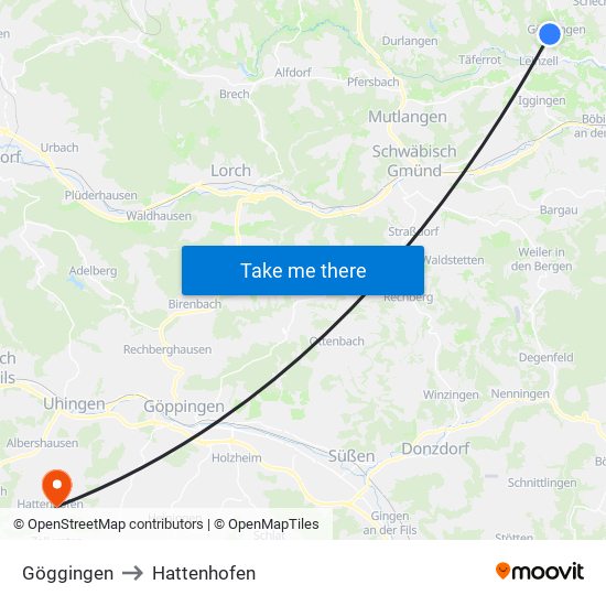 Göggingen to Hattenhofen map