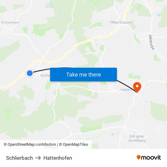 Schlierbach to Hattenhofen map