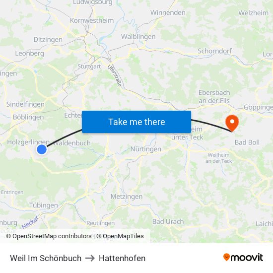 Weil Im Schönbuch to Hattenhofen map
