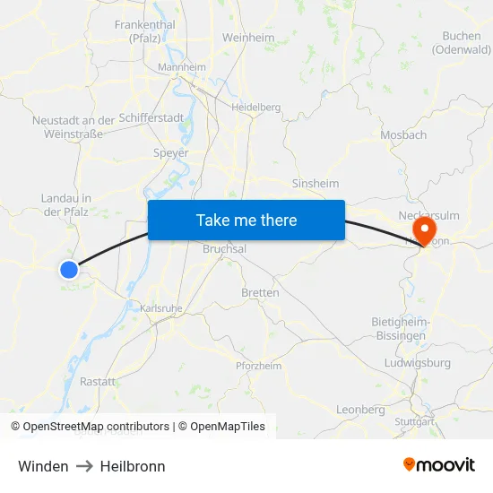Winden to Heilbronn map