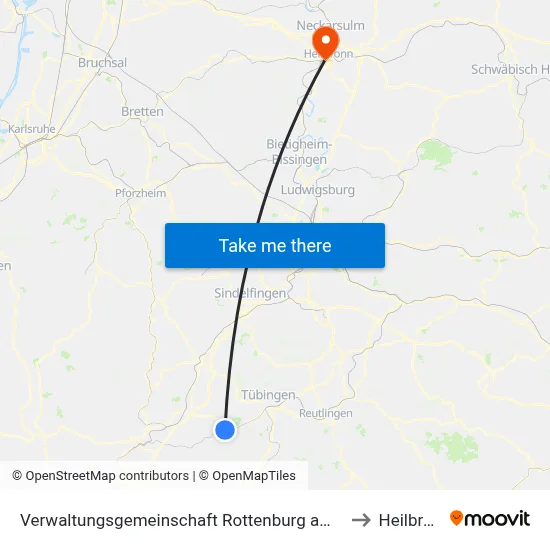 Verwaltungsgemeinschaft Rottenburg am Neckar to Heilbronn map