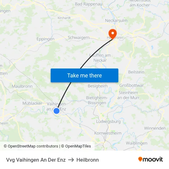 Vvg Vaihingen An Der Enz to Heilbronn map
