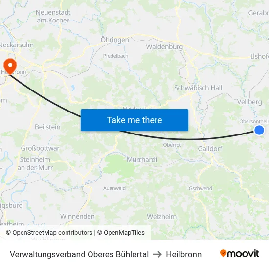 Verwaltungsverband Oberes Bühlertal to Heilbronn map