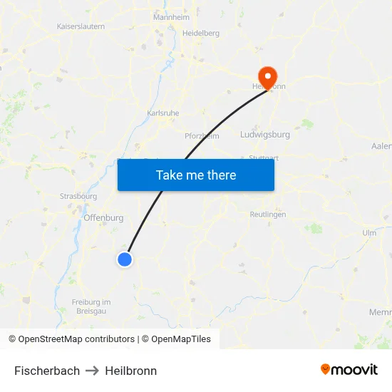 Fischerbach to Heilbronn map
