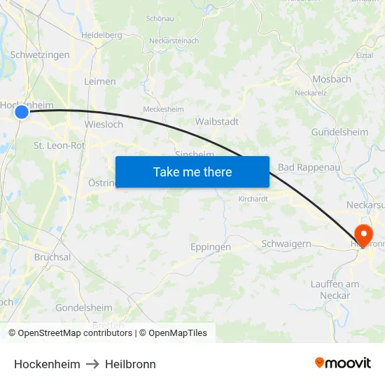 Hockenheim to Heilbronn map