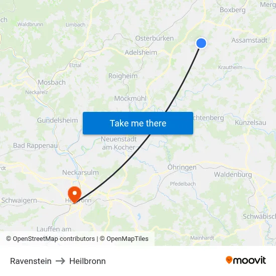 Ravenstein to Heilbronn map