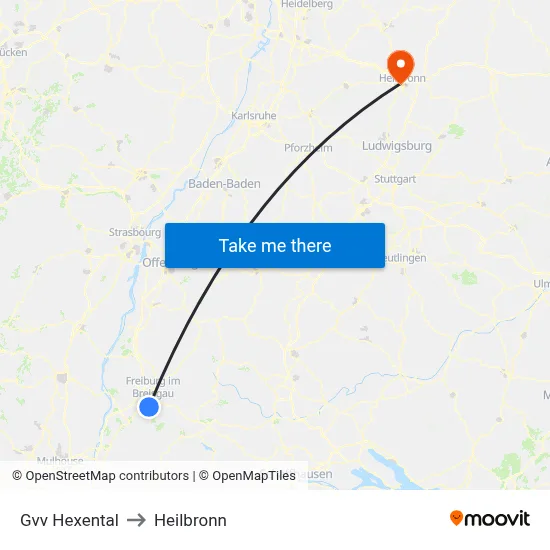 Gvv Hexental to Heilbronn map