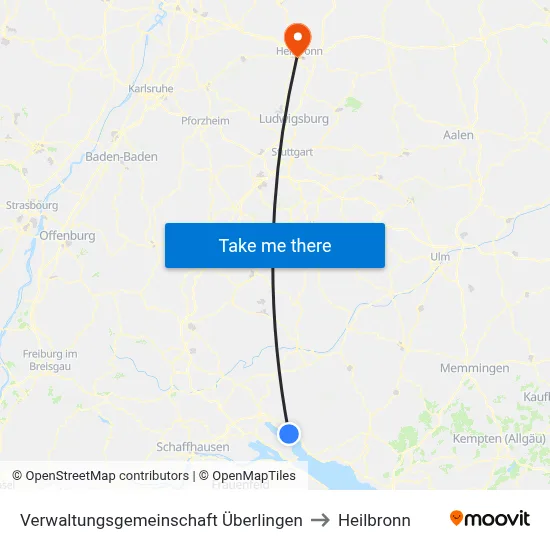 Verwaltungsgemeinschaft Überlingen to Heilbronn map