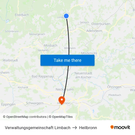 Verwaltungsgemeinschaft Limbach to Heilbronn map