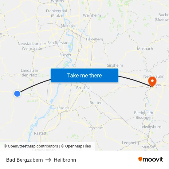 Bad Bergzabern to Heilbronn map