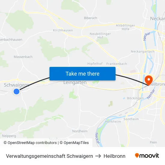 Verwaltungsgemeinschaft Schwaigern to Heilbronn map