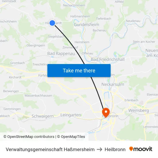 Verwaltungsgemeinschaft Haßmersheim to Heilbronn map
