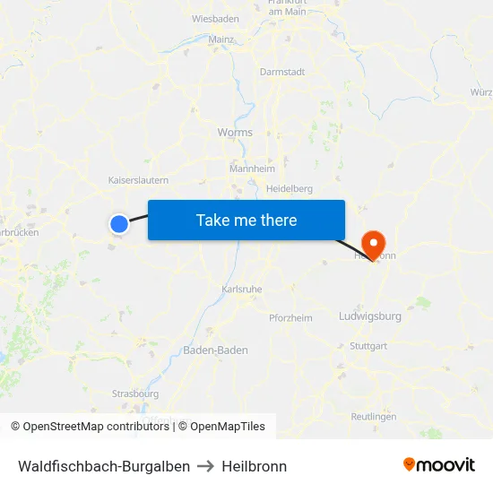Waldfischbach-Burgalben to Heilbronn map