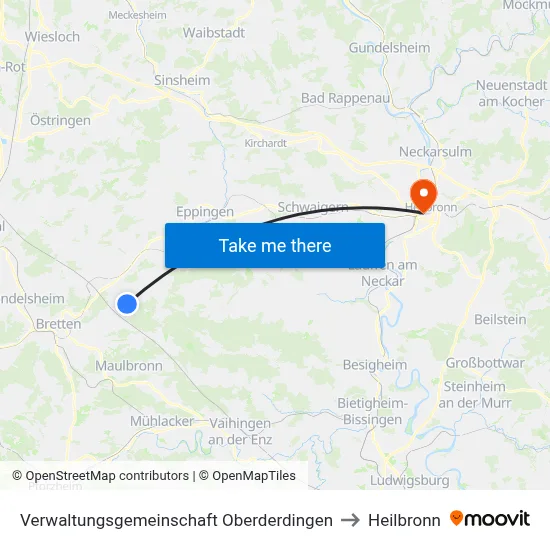 Verwaltungsgemeinschaft Oberderdingen to Heilbronn map