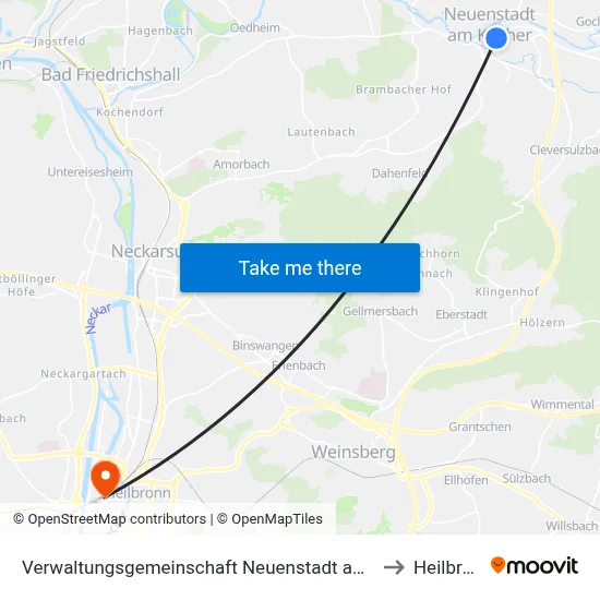 Verwaltungsgemeinschaft Neuenstadt am Kocher to Heilbronn map