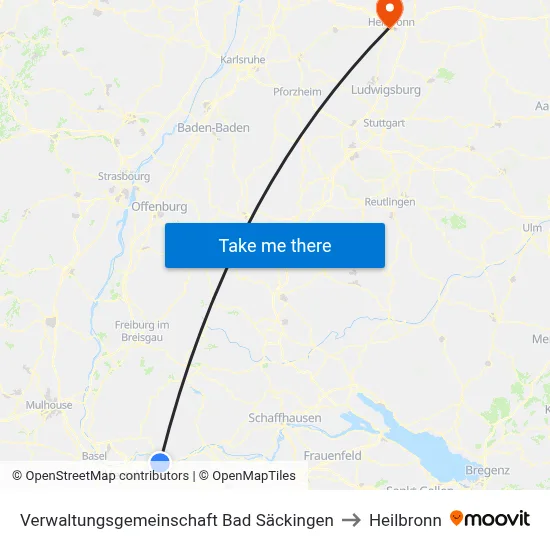 Verwaltungsgemeinschaft Bad Säckingen to Heilbronn map