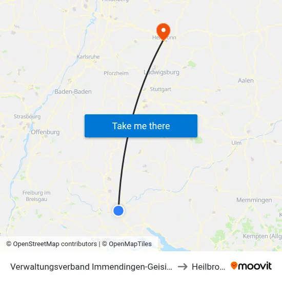 Verwaltungsverband Immendingen-Geisingen to Heilbronn map