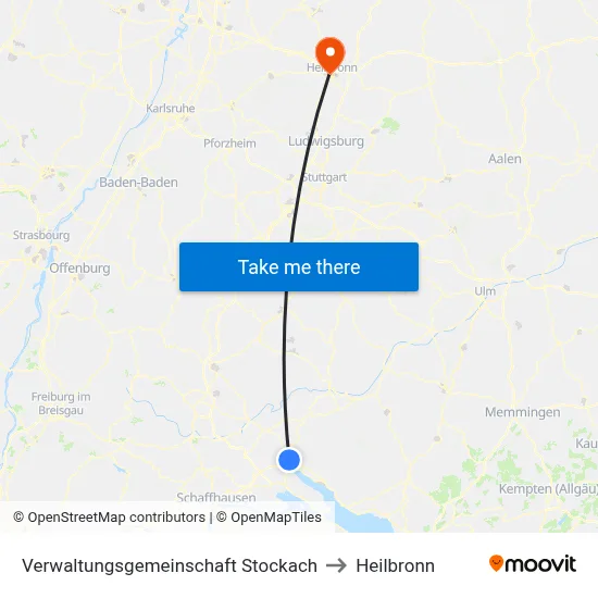 Verwaltungsgemeinschaft Stockach to Heilbronn map