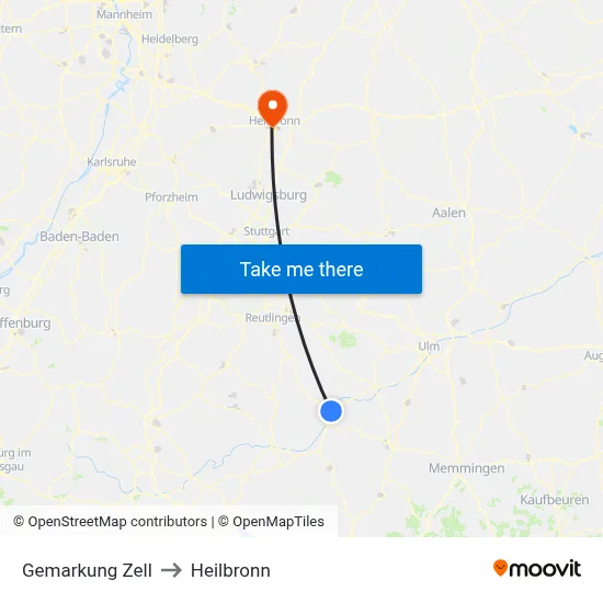 Gemarkung Zell to Heilbronn map