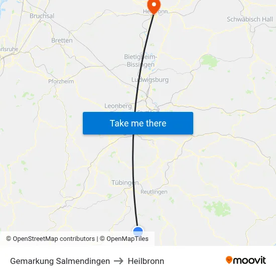Gemarkung Salmendingen to Heilbronn map