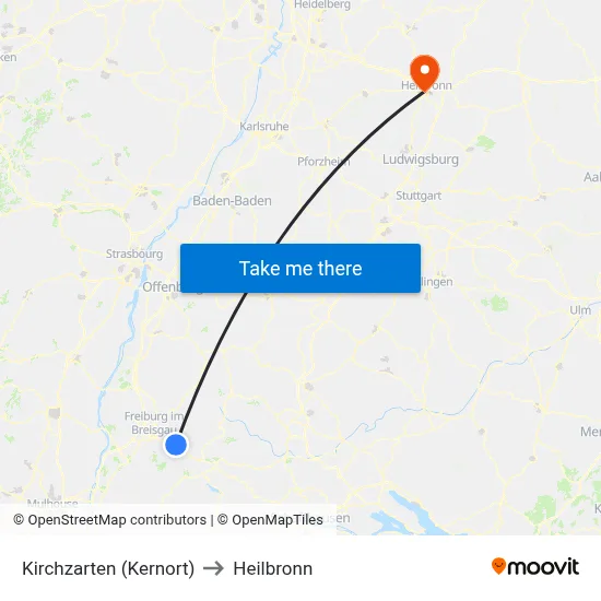 Kirchzarten (Kernort) to Heilbronn map