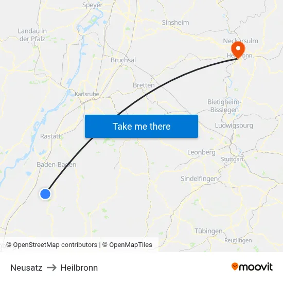 Neusatz to Heilbronn map