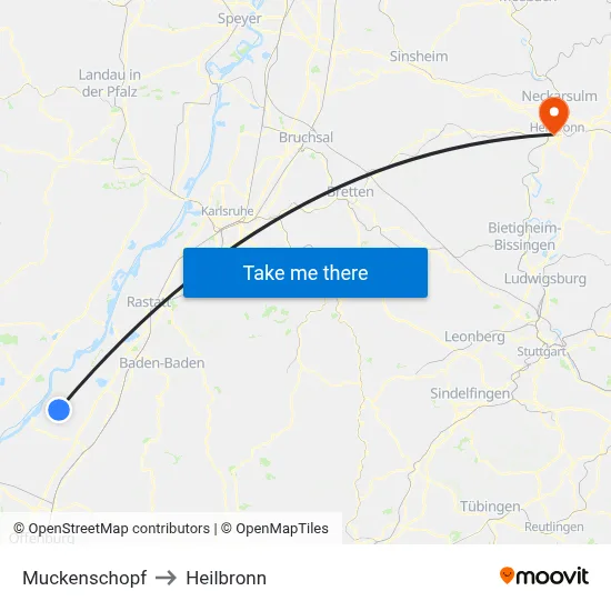 Muckenschopf to Heilbronn map