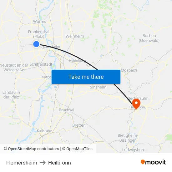 Flomersheim to Heilbronn map