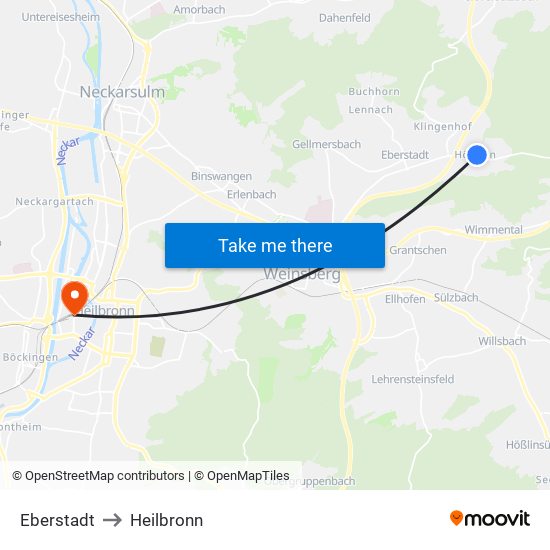 Eberstadt to Heilbronn map