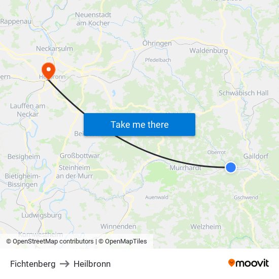 Fichtenberg to Heilbronn map