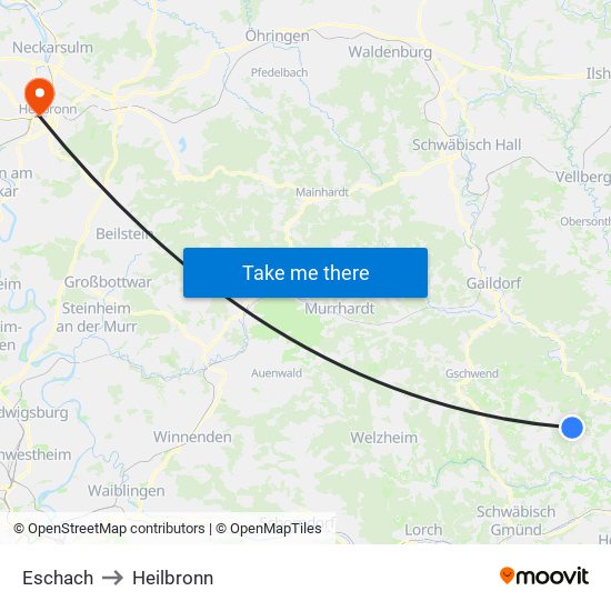 Eschach to Heilbronn map