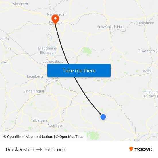 Drackenstein to Heilbronn map