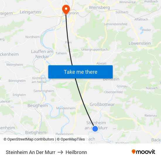 Steinheim An Der Murr to Heilbronn map