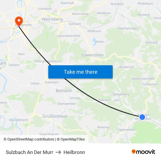 Sulzbach An Der Murr to Heilbronn map