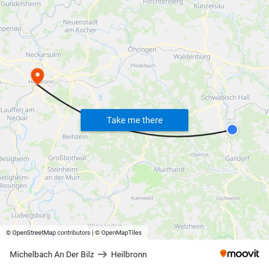 Michelbach An Der Bilz to Heilbronn map