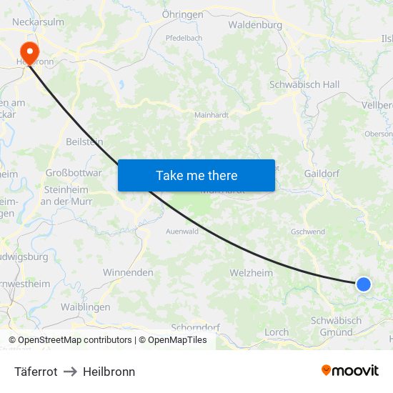 Täferrot to Heilbronn map